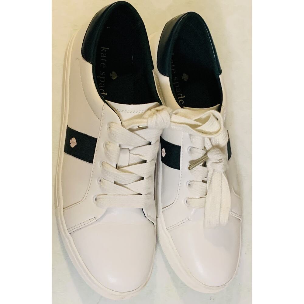 Kate Spade Iggy Sneakers Leather Women's Size 11B White/Green EUC - Picture 2 of 7